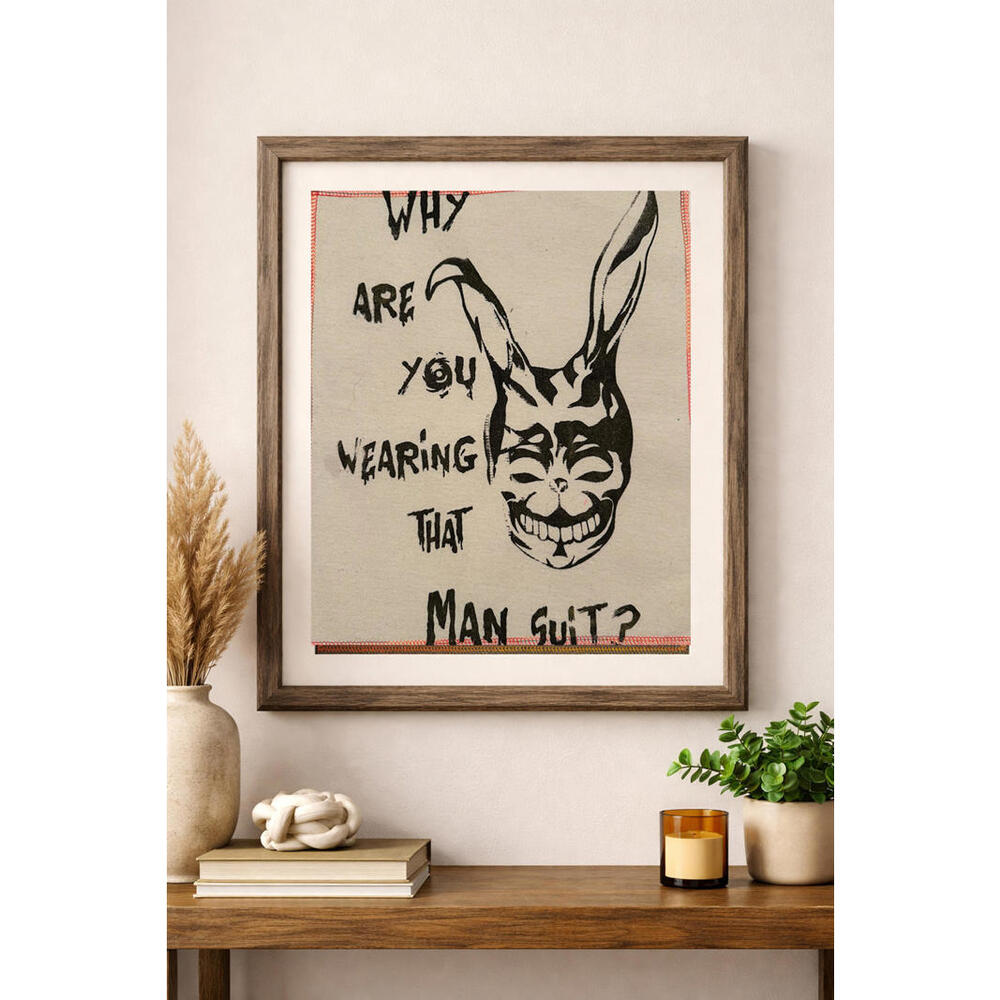 two face threads donnie darko bunny smalls patch wall art decor‎ custom upcycled
